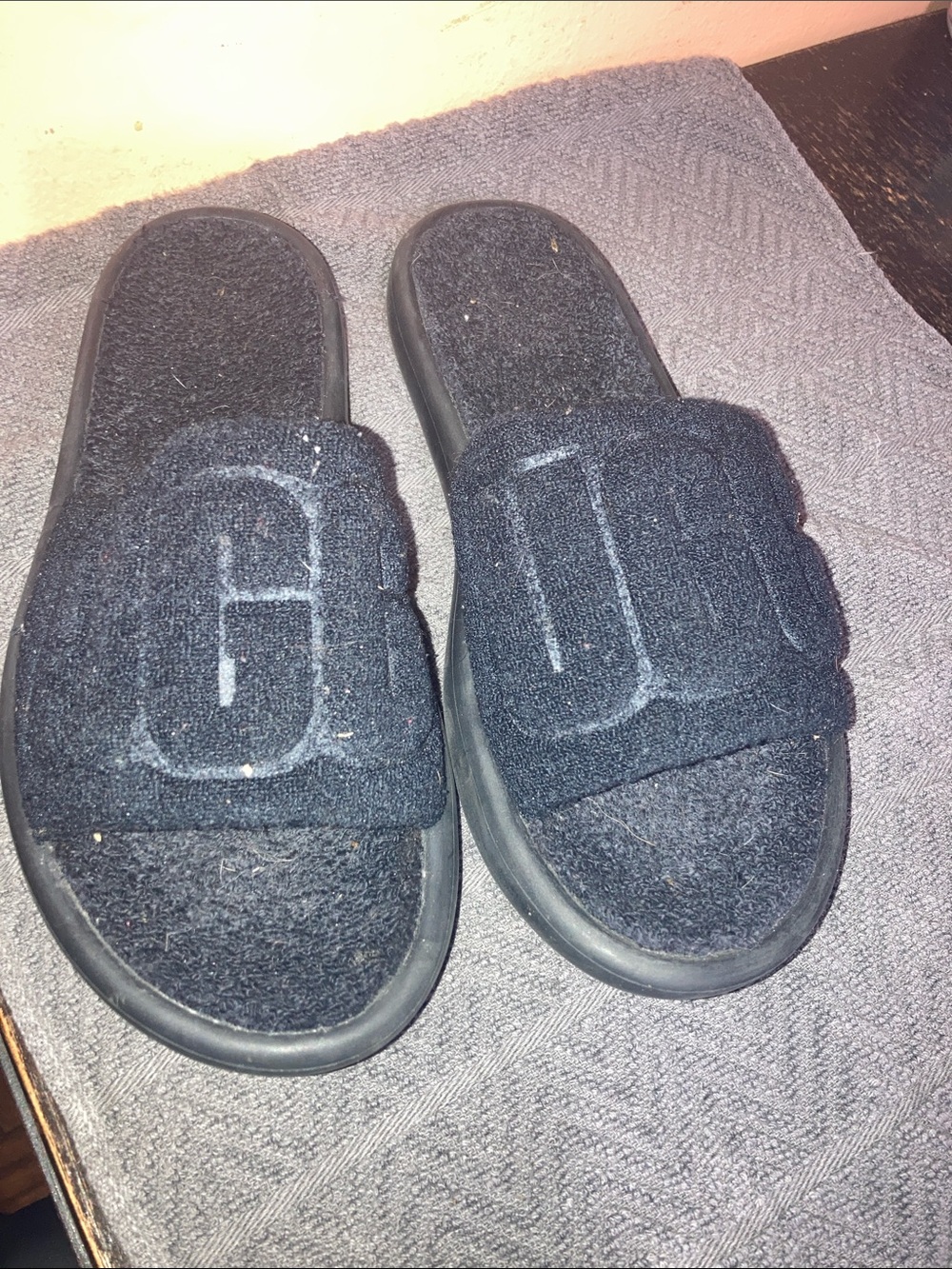UGG Black Fuzzy Slide Clog Mules